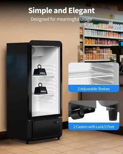 6.85 Cu. Ft Commercial Beverage Refrigerators with Glass Door & LED light, ETL DOE NSF Certified Drink Fridge, Upright Merchandiser Display Refrigerator for Store, Restaurant, Office, Bar