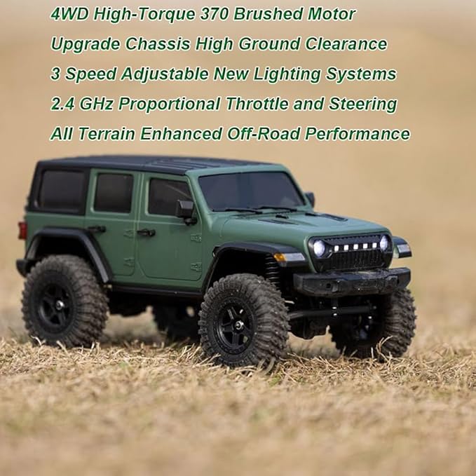 1/18 RC Crawler RC Jeep Remote Control Truck Off Road RC Rock Crawler 4x4 RTR All Terrain 370 Brushed Motor 2.4GHz Fully Proportional 3 Range Speed Upgrade Chassis Model Hobby Toy for Adult