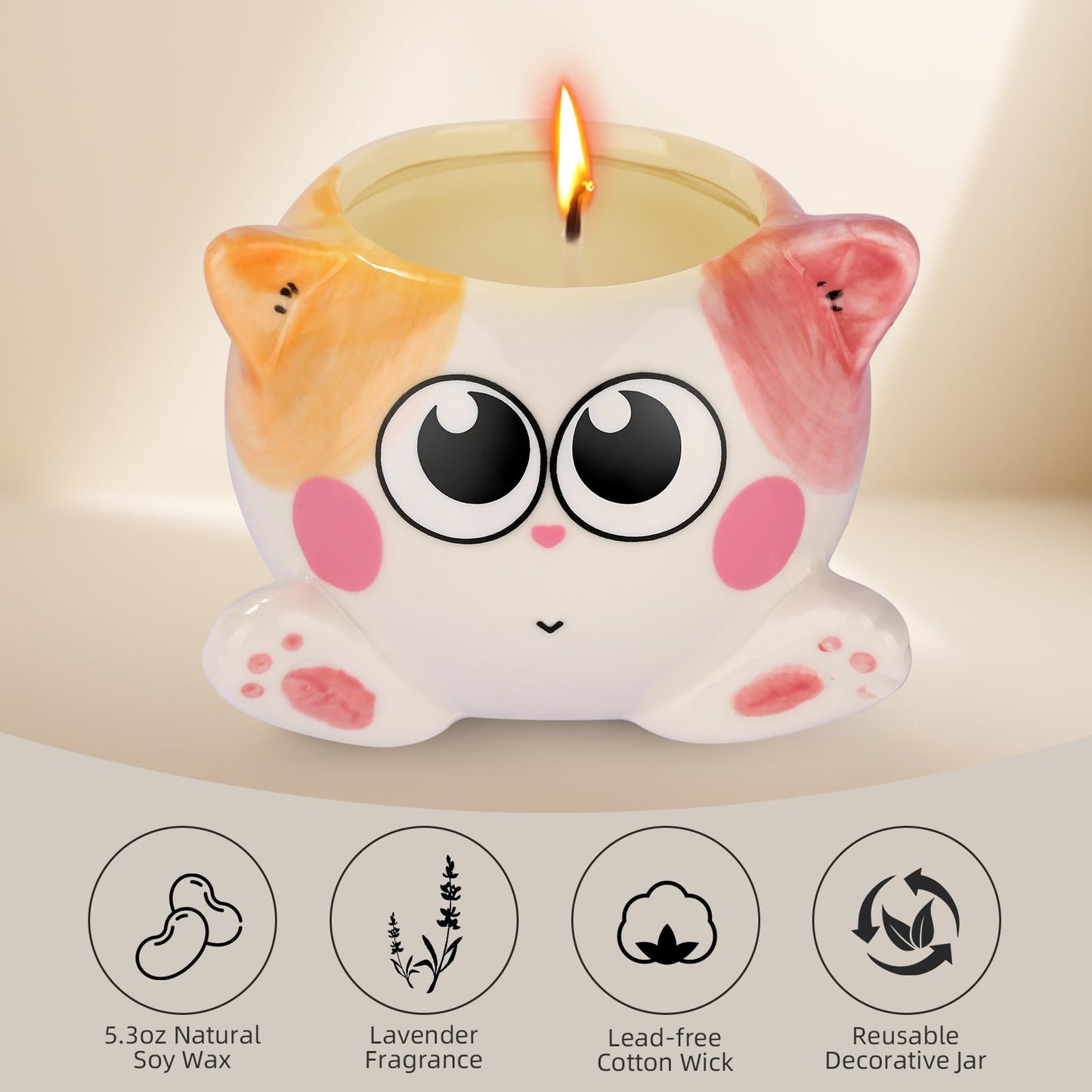 Birthday Gifts for Women，Cool Mothers Day Gifts for Mom，Cat Scented Candles for Women Birthday Unique，2 Pack Cute Candles