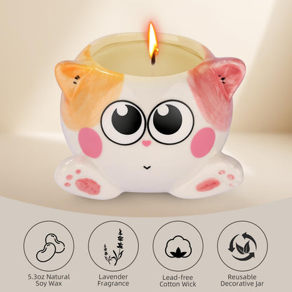 Birthday Gifts for Women，Cool Mothers Day Gifts for Mom，Cat Scented Candles for Women Birthday Unique，2 Pack Cute Candles