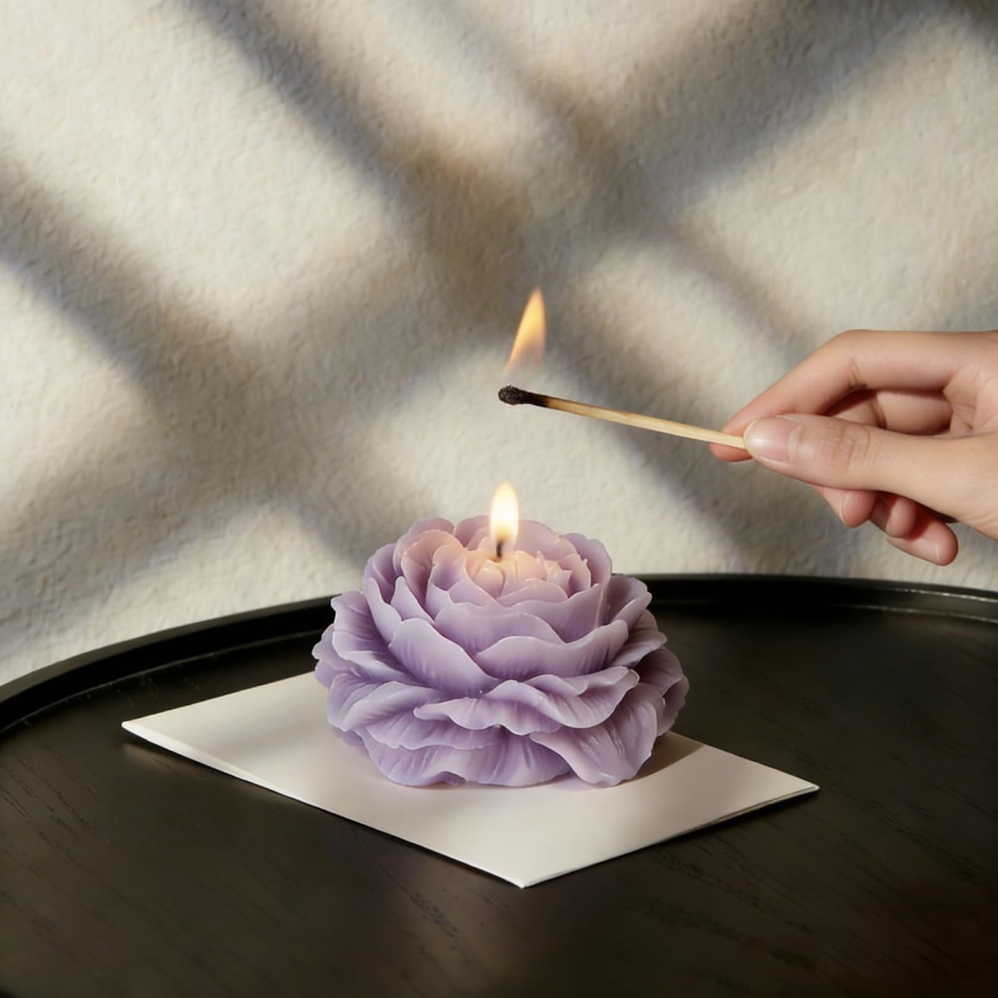 Scented Candles Set for Women Mom,4 Pack Aromatic Peony-Shaped Candle Ornament for Home,Purple Soy Candles for Living Room and Bedroom, Birthday Gifts Valentines Day Candle - Lavender