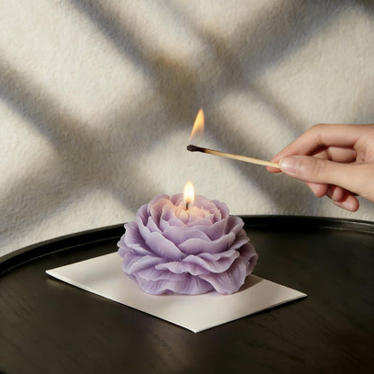 Scented Candles Set for Women Mom,4 Pack Aromatic Peony-Shaped Candle Ornament for Home,Purple Soy Candles for Living Room and Bedroom, Birthday Gifts Valentines Day Candle - Lavender