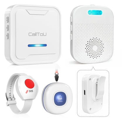 CallToU Caregiver Pager Wireless Call Button for Elderly/Senior,2026 New Version Pager with Vibration & Rechargeable,Nurse Alert System for Home Care Seniors (2 Pager and 2 Button)