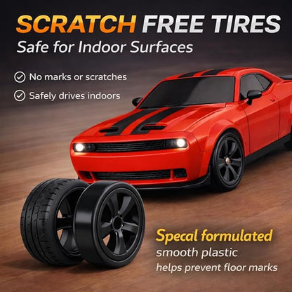 IntelLock 1:24 RTR RC Drift Car with Scratch-Free Drift Tires 4WD High-Speed Muscle 2 Rechargeable Batteries LED Lights 2.4GHz Remote Control Car for Kids &amp Adults Indoor/Outdoor