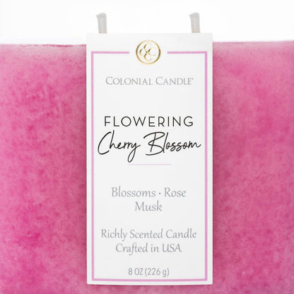 Colonial Candle Flowering Cherry Blossom Scented Candle Jar, Highly Fragranced Candles for Home Scented, Mottled Wax Candle, 2 Wick, 8 oz - Made in the USA