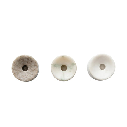 Creative Co-Op 3-Piece Round Marble Taper Holder, Multicolor