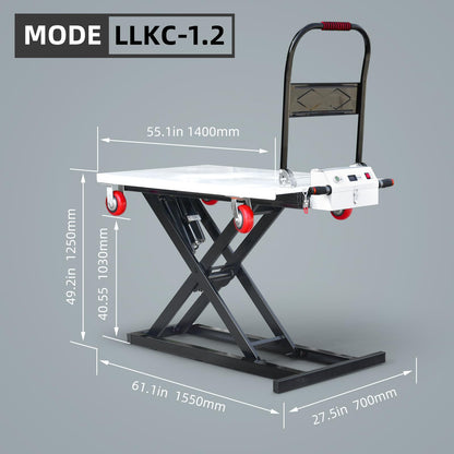 Electric Lift Table Cart 47" Lifting Height 660lbs Payload Electric Scissor Lift Table Portable Electric Lifting Flatbed Handcart for Material Handling (660Lbs 47" Lifting)