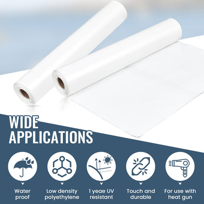 Geyoga 14' x 100' White Boat Shrink Film 7 Mil Thick Polyethylene Plastic Shrink Wrap for Use with Heat Gun Ldpe Marine Wrap Boat Film Plastic Sheeting for Protection and Storage