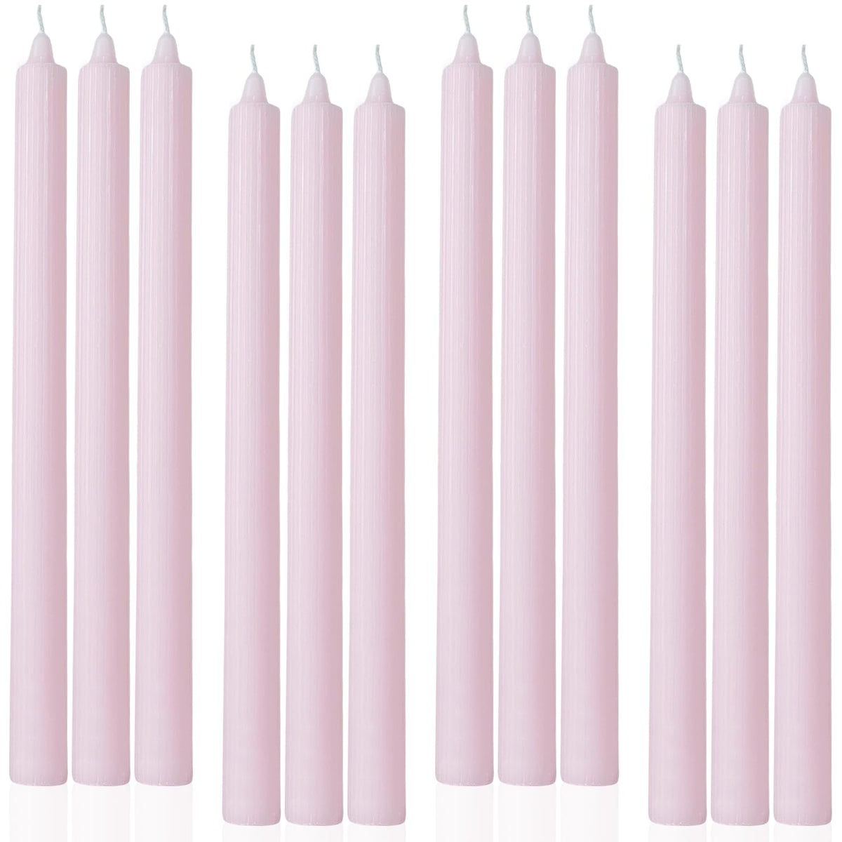 LPUSA Pink Taper Candles 10.5 inch Pastel Candle Sticks Unscented Driples Tapered Candle Ideal as Dinner Candles Smokeless Long Burning,Set of 12