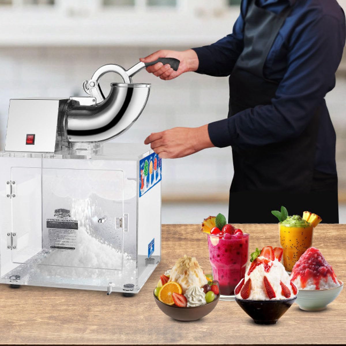 Polar Blast Snow Cone Machine - Acrylic Crushed Ice Maker Grinds Up to 500lbs of Ice Per Hour for Parties, Events, and More by Great Northern Popcorn