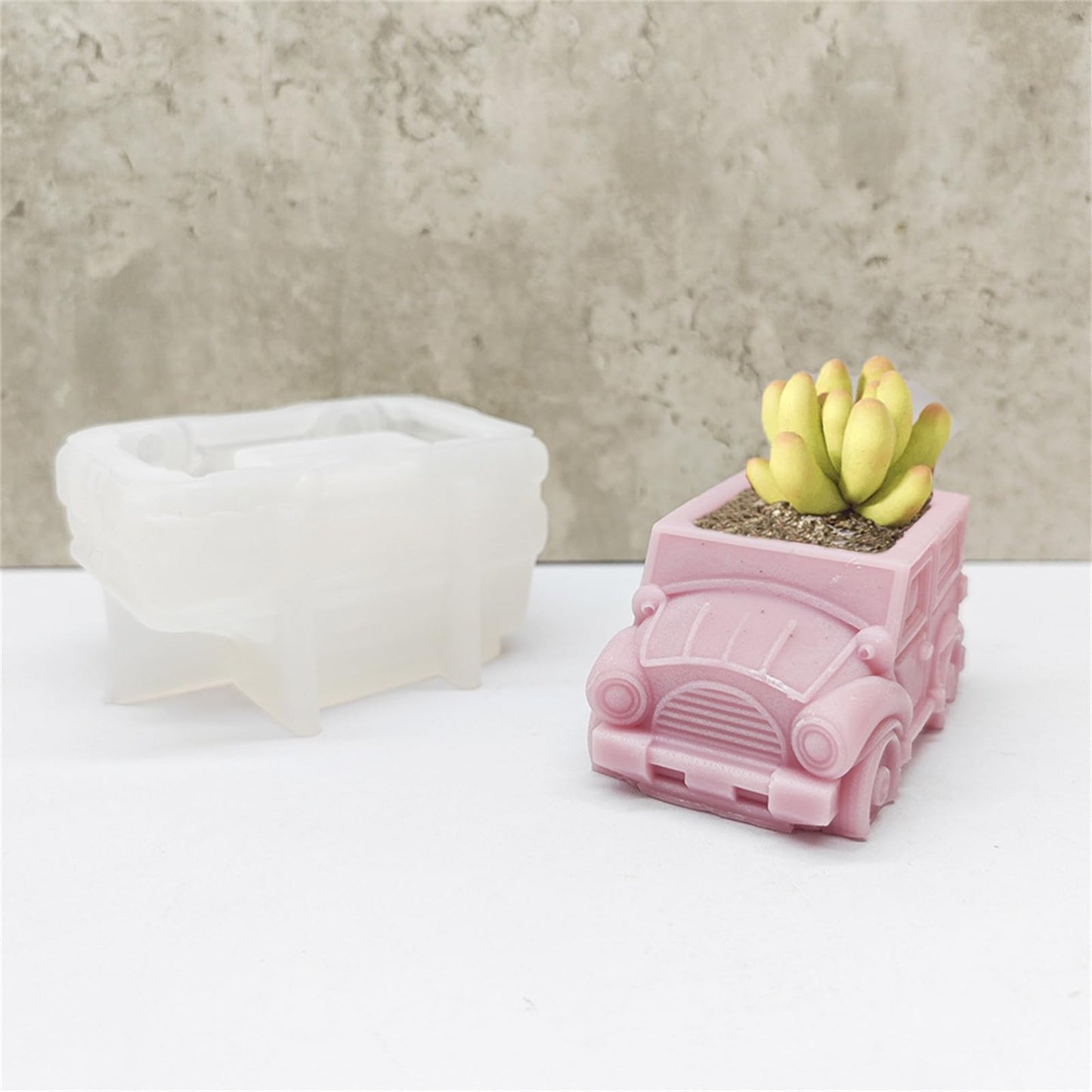 Creative Bus Car Flower Pot Silicone Mold Concrete Succulent Planter Cactus Vase Mold Candle Pen Holder Plaster Cement Clay Resin Mould