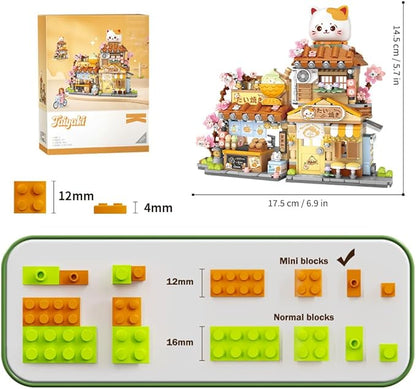 Lucky Cat Building SetOpenable Taiyaki Shop 923PCS Mini Brick Building Toy for Boys Girls Age 8+