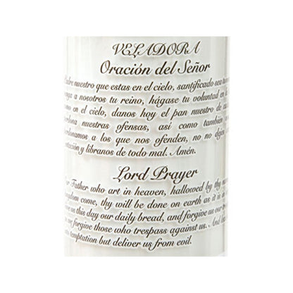 Veladora Prayer Candle (bundle of 2 pcs) Jesus ( Sacred Heart) THE LORDS PRAYER printed on back of each candle