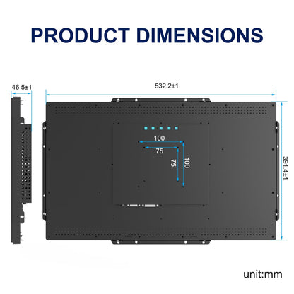 Bosunre 21.5 Inch FHD Capacitive Touch Screen Monitor,10-Point Multi-Touch Industrial Display with HD-MI,VGA,VESA Mounting Open Bracket Installation,Open Frame Touch Monitor