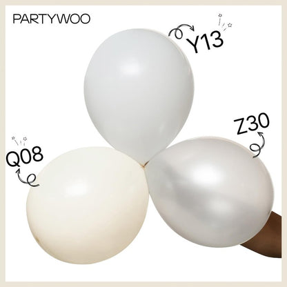 PartyWoo Beige Balloons 50 pcs 12 Inch Cream Ivory White Balloons for Wedding Baby Shower Birthday Bridal Shower Graduation Engagement Easter Anniversary Tea Boho Party Decorations White-Q08