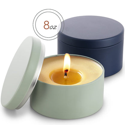 Hearth & Harbor Tin Candle Jars for Making Candles - DIY Candle Containers with Lids - Metal Candle Jars - Bulk Tins Storage for Candle - (24 Pieces) - (8 Ounces) - Solid Navy and Sage