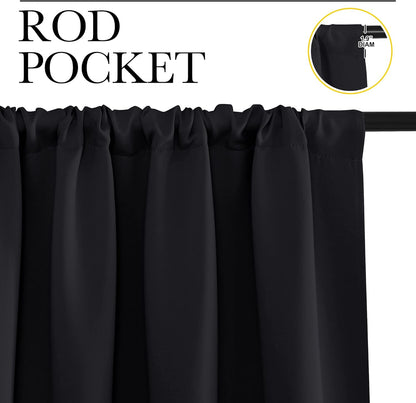 NICETOWN Blackout Curtains - Solid Thermal Insulated Drapes for Bedroom | 2 Panels, 42" x 63", Black