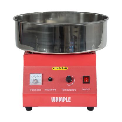 Wumple Cotton Candy Machine - 1000W Commercial-Grade Electric Cotton Candy Maker - 3-Minute Heat-Up - Stainless Steel Bowl - for Parties, Carnivals & Home Use - Red