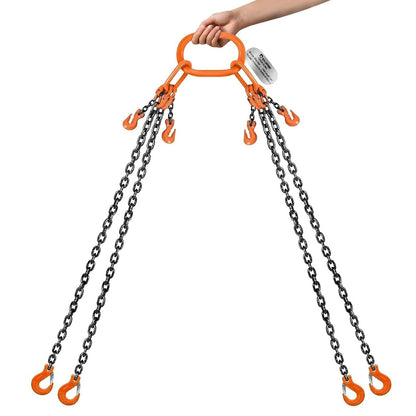 SALUINOKI 4 Leg Chain Sling for Lifting with Hooks Heavy Duty 11 Ton 1 inch x 10 FT 24,200 lbs 4 Point Lift Chains Rigging