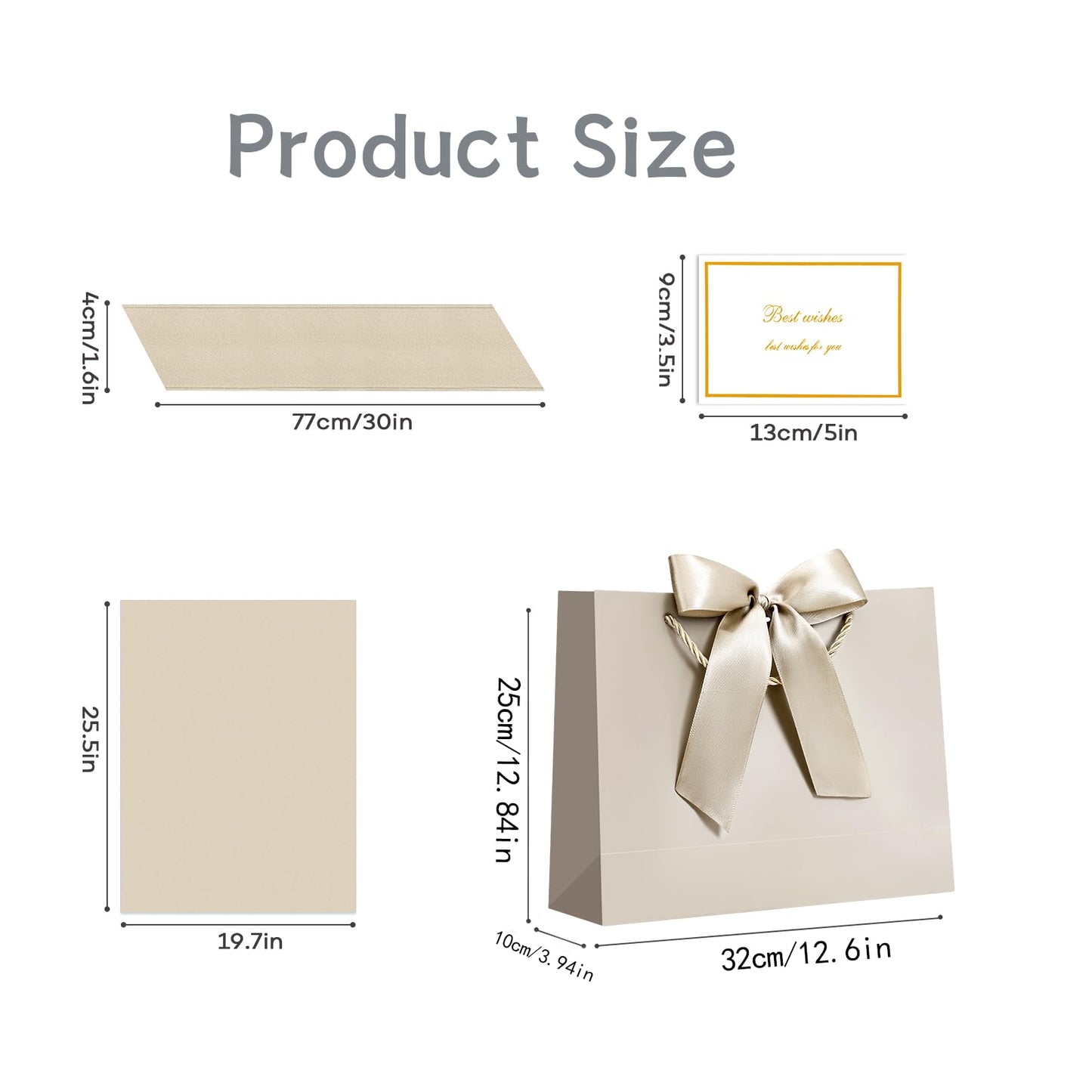 JMANNI Gift Bag, 1PCS Gift Bags Large with Ribbon and 1 Greeting Cards 2 Tissue Paper, Portable Paper Gift Bag with Handles, Birthday Gift Bags,Present Bags for Wedding Party Mothers Day