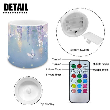 Cozeyat Blue Garden Safe Alternative Candles Set of 4 Battery Powered Flameless LED with Remote Timer Waterproof Flickering for Indoor Outdoor Beach Decor