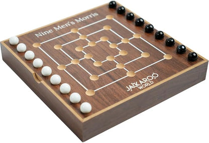 Nine Mens Morris Board Game Marble Strategy Game Solid Wooden Game with 18 Marbles 2 Player Games Ancient Board Games 9 Mens Morris Game Mill Strategy Games for Adults (Walnut)