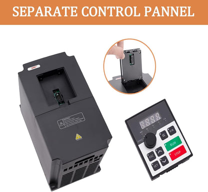 QNK 5.5KW 7.5HP 380V AC 12.5A VFD Converter Single to 3 Phase Inverter Variable Frequency Drive for CNC Spindle Motor Speed Controller