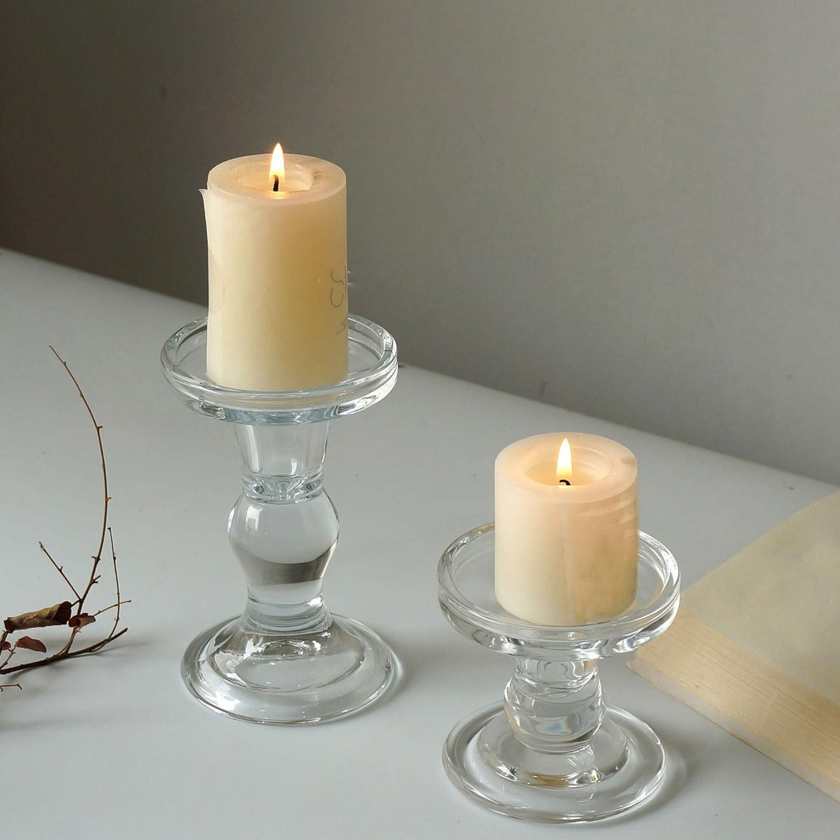 YUHUAWF Candle Holderss Glass Candle Holder, Candlelight Dinner Decoration, Aromatherapy Candle Holder Decorative Candlestick(Small)