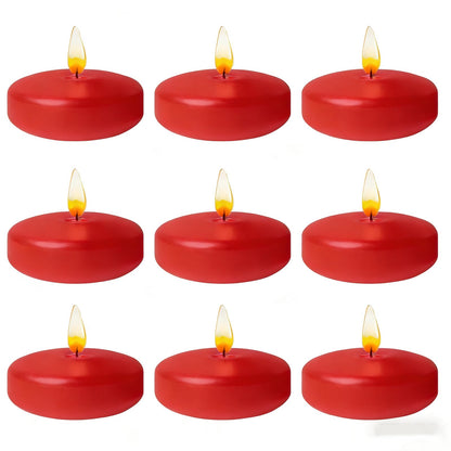 Red Floating Candles 3 inch 12 Pack - Floating Candles for centerpieces - Wedding Decor - Burning Time 8-10 Hours