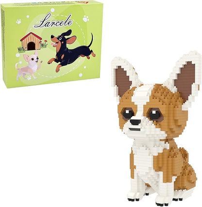 Larcele Micro Building Blocks Set DIY Mini Building Toy Bricks for Age Over 12 Years 1109 Pieces KLJM-02 (Chihuahua)