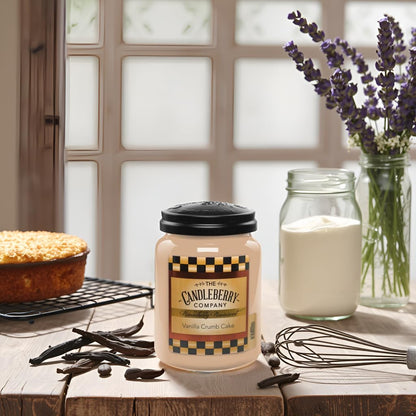 Candleberry Candles Vanilla Crumb Cake | Strong Fragrances for Home | Hand Poured in The USA | Highly Scented | 135 Hour Burn Time | Large Jar