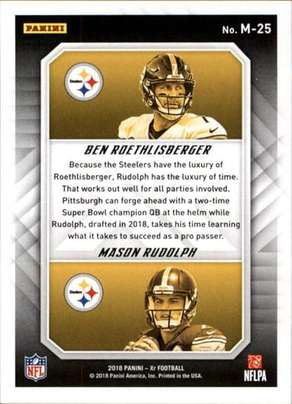 2018 Panini XR Mirrored Blue #25 Ben Roethlisberger/Mason Rudolph RC Rookie 22/25 NFL Football Trading Card Pittsburgh Steelers