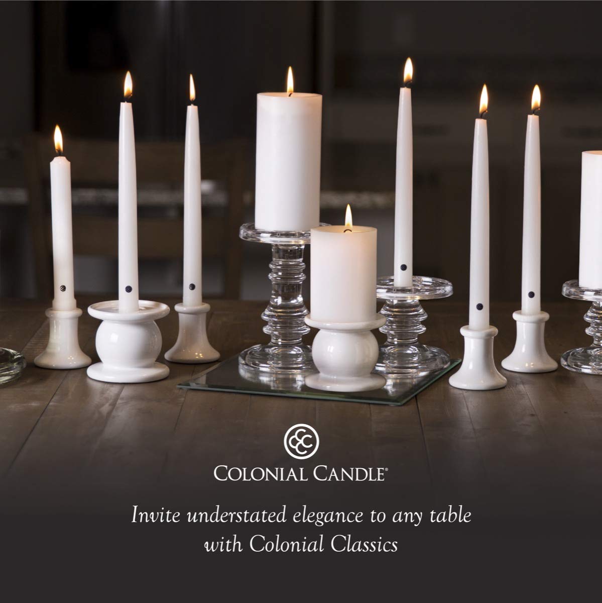 Colonial Candle Unscented Taper Candle, Handipt Collection, Red, 12 In, Pack of 12 - Up to 10 Hours Burn