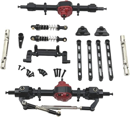 RC Car Upgrade Parts Front and Rear Assembly Kits Metal for MN82 LC79 MN78 1/12 Scale RC Hobby Car Black 15x20x5cm