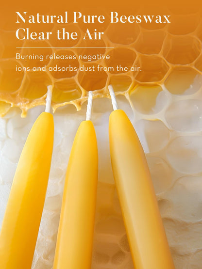 Beeswax Candle Set - 48 Pack Tea Lights + 24 PackTaper Candles + 3 Pack Pillar Candles | Unscented Dripless Smokeless Clean Burning Long Lasting Candles for Wedding Home Decor Dinner Church Holiday