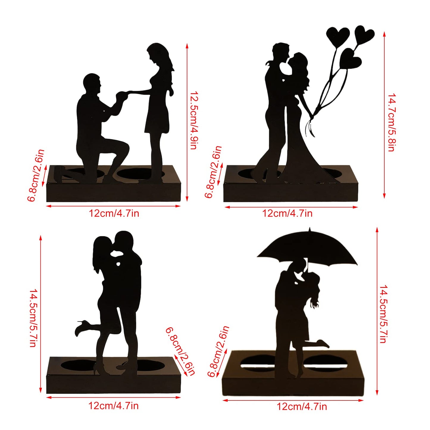 Firlar Handcrafted Iron Sculpture Candlestick Ornament, Wedding Decoration Anniversary Couples Gifts for Valentine Iron Candlestick, Romantic Couple Statue for Anniversaries, Proposal, Proposal