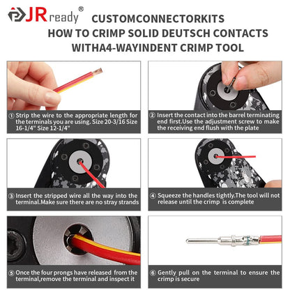 JRready ST6308 Deutsch Connector Kit, Waterproof DT Connector 2 3 4 6 8 12 Pin, Size 16 Solid Contacts, DT2 Crimper Equivalent to Deutsch Crimp Tool HDT-48-00, 12-22AWG, 417PCS
