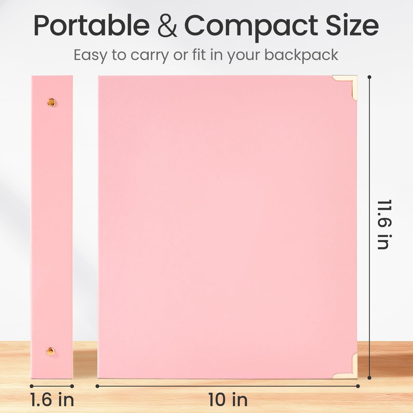 Sooez 2 Pack 3 Ring Binder with Metal Corners, Cute 1 Inch Binders Fits 175 Sheets of Paperwork, Three Ring Recipe Binder with Pocket for Women School Office Supplies, 8.5" x 11", Pink & Purple