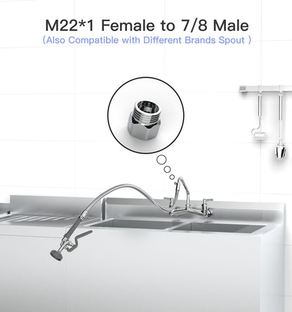 BESTJEEF Pre Rinse Spray Valve with 45” Stainless-Steel Hose,1.42 GPM Pre Rinse Sprayer Commercial Sink Sprayer with Ergonomic Handle Commercial Faucet Parts,Fit for Dish Washing Spray （Gray）