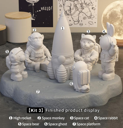 Space Planet Resin Molds Silicone，【2-Piece Set】 Epoxy Resin Space Astronaut Silicone molds,3D Resin Spaceballs Molds, Small Rocket Silicone Model, Space Rabbit DIY Gift Sets for Teens (【Kit 1】)