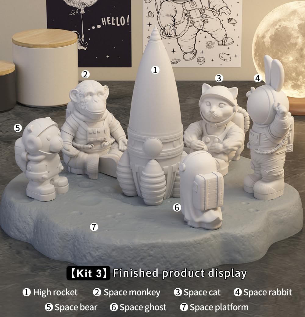 Space Planet Resin Molds Silicone，【8-piece Set】 Epoxy Resin Space Astronaut Silicone molds,3D Resin Spaceballs Molds, Small Rocket Silicone Model, Space Rabbit DIY Gift Sets for Teens (【Kit 4】)
