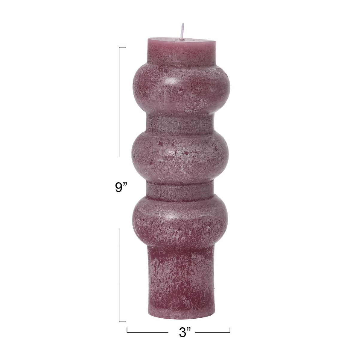 Creative Co-Op Unscented Totem Pillar, Pinot Candles, 3" L x 3" W x 9" H, Purple