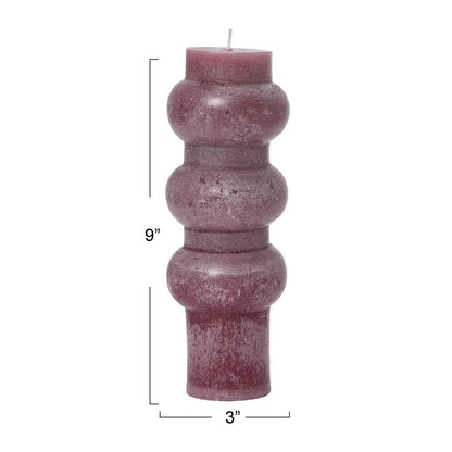 Creative Co-Op Unscented Totem Pillar, Pinot Candles, 3" L x 3" W x 9" H, Purple