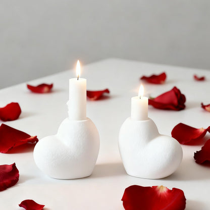 Candlestick Holders, Heart Taper Candle Holder, Candle Holders for Pillar Candles, Love Candle Holder for Valentine's Day Weddings Holiday Fireplace Party Housewarming&Christmas Décor Dining Home-084