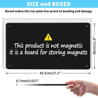17.7" x 11.8" 2 Pack Black Metal Magnetic Board - Magnet Bulletin Board to Display Magnetic Letters Numbers Animal, Poetry, Spice Jars, Notes, Photos, Suitable for Wall, Refrigerator, Cubicle