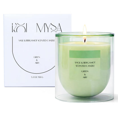 KOIMYSA Sage Citrus Scented Green Candles, Natural Soy Non Toxic Single Wick Aromatherapy Candle for Home Decor, Summer Fragrance