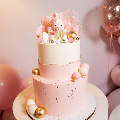 Yerliker 34 Pcs Happy Birthday Cake Toppers Decorations Birthday Candles DIY Cake Decor for Men Women Wedding Anniversary(Pink)