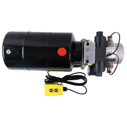 Solarhome 12V DC Double Acting Hydraulic Power Unit 10 Quart Steel Tank 1.6KW 2600PSI SAE 8 Ports with Remote Control Compatible with Dump Trailer and Car Lifting
