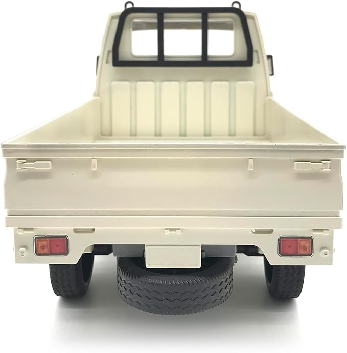 WPL D12 RC Kei Truck 1:10 Scale Remote Control Drift Car 2.4GHz All Terrain Off Road Pickup Truck Crawler with Brushed Motor LED Headlights 2 Batteries RTR for Adults (White)