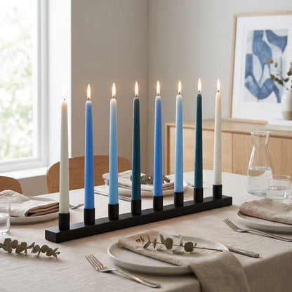 8 Pack 10 Inch Gradient Blue Smooth Taper Candle Set, 7/8 Inch Unscented Driples Candlesticks for Home Decoration, 6-7 Hours Burn